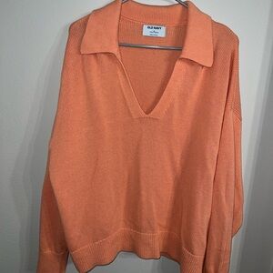 Old Navy Women's V-Neck Sweater in Warm Orange